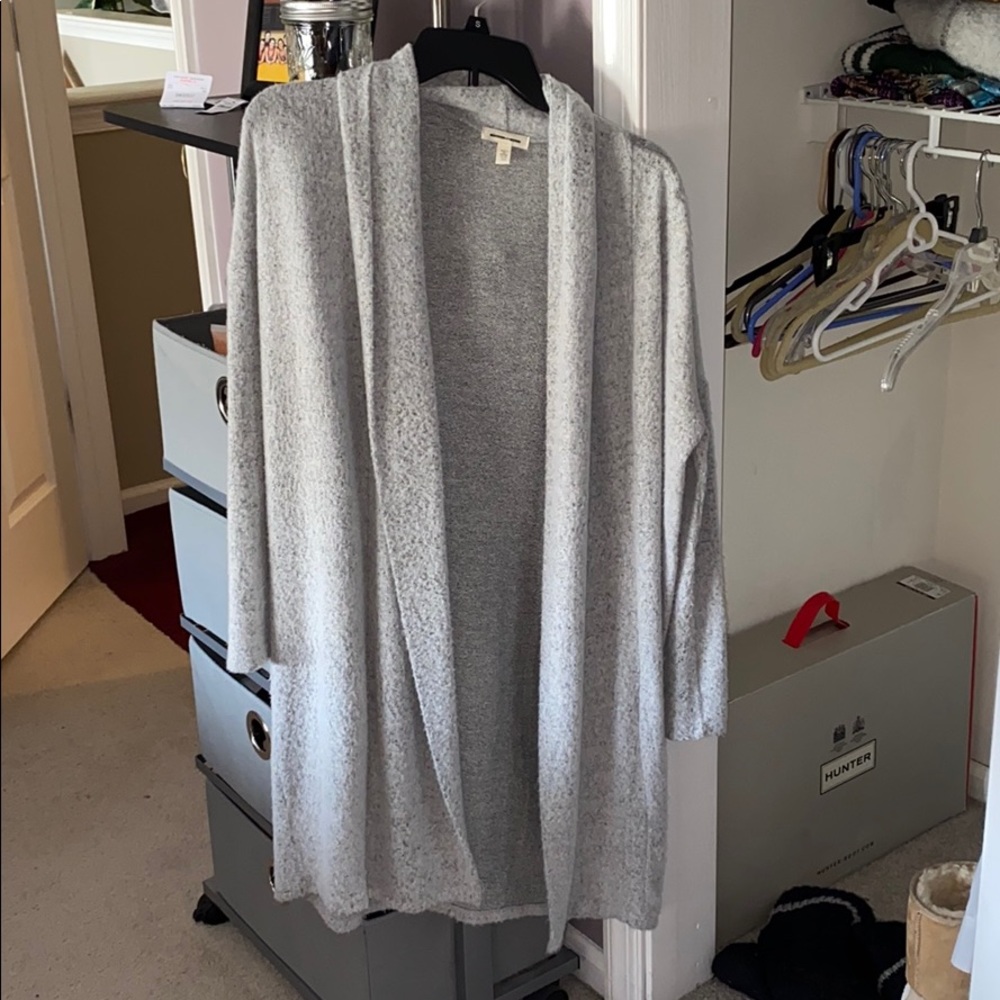 Silence + Noise Grey Long Soft Open Front Cardigan - image 1